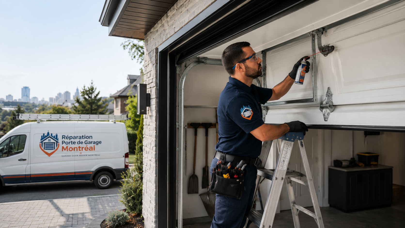Entretien préventif de porte de garage à Montréal — lubrification et inspection complète