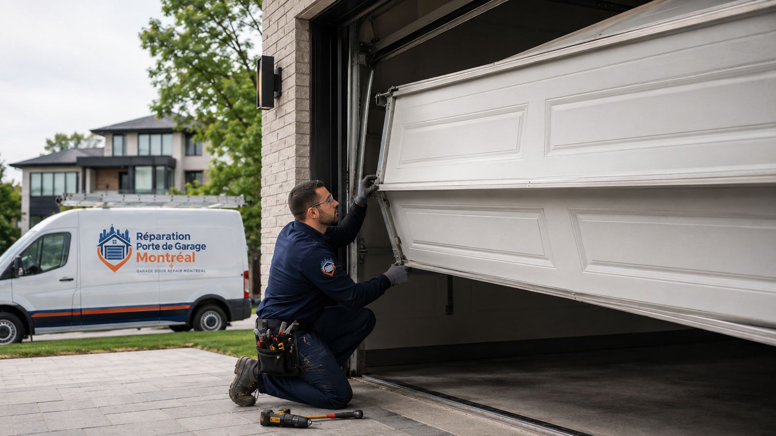 Réparation de porte de garage déraillée à Montréal — remise en place sécuritaire des panneaux