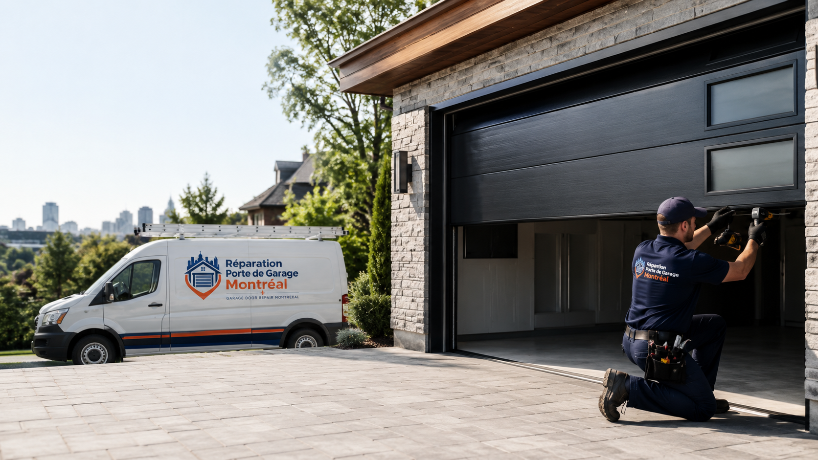 Technicien en réparation d'urgence de porte de garage à Montréal intervenant 24/7