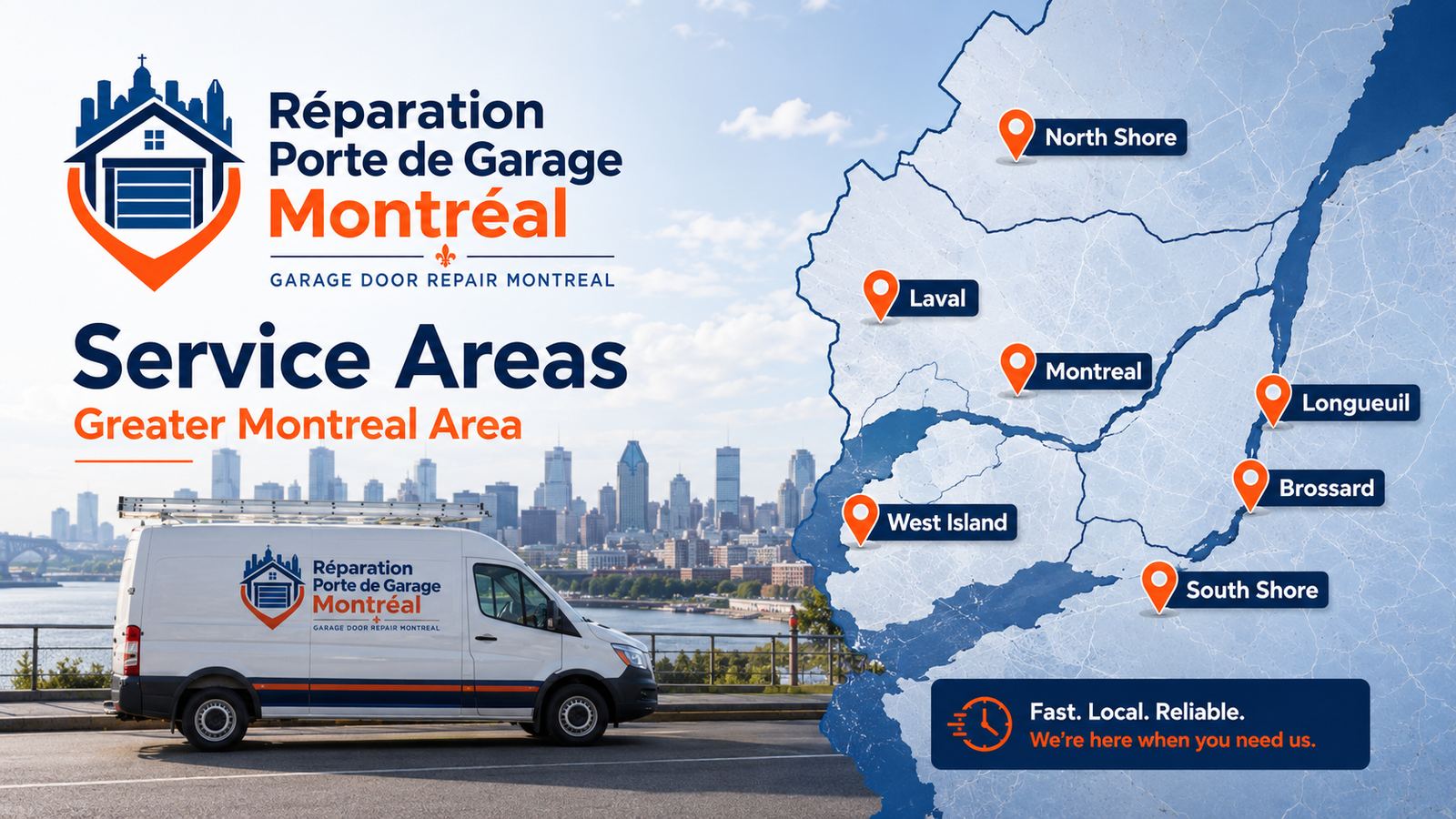 Carte des secteurs desservis dans le Grand Montréal — Montréal, Laval, Longueuil, Brossard, West Island, Rive-Nord et Rive-Sud