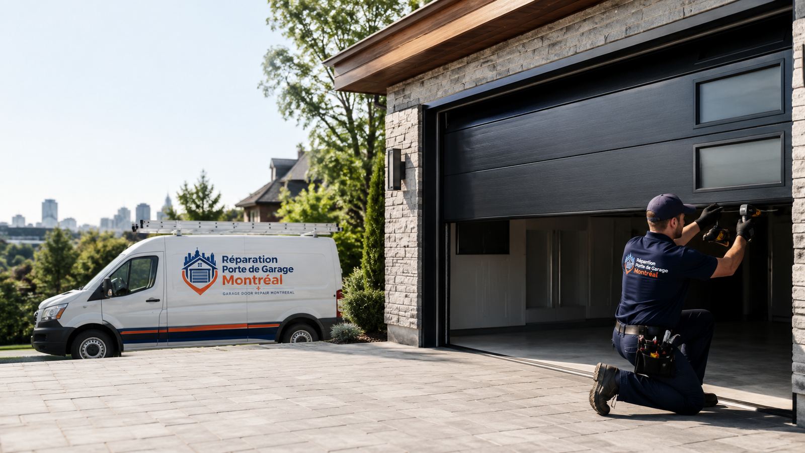 Technicien en réparation d'urgence de porte de garage à Montréal intervenant 24/7